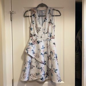Blue flowered v neck dress